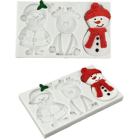 Moule en silicone de Noël en forme de Père Noël, de renne et de bonhomme de neige pour la pâtisserie. (1/4)