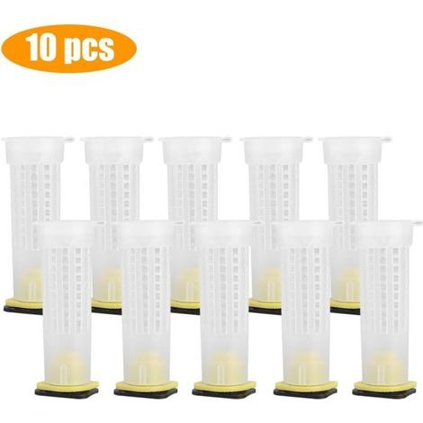 Queen Bee Cages Roll in White Plastic Beekeeping Queen Breeding Kit Cups Box Beekeeper Tool Kit (10pcs-White) (1/5)