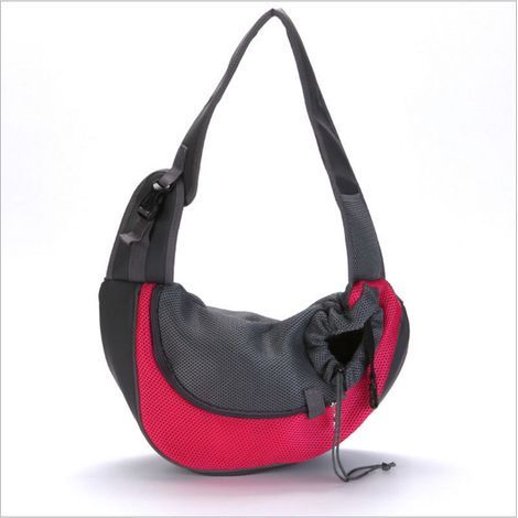 Sac pour animal de compagnie, sac à bandoulière portable de voyage pour chat et chien, sac à dos pour animal de compagnie en maille respirante(rouge) (1/5)