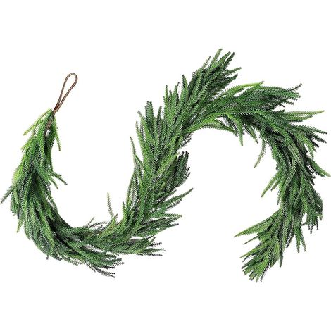 Künstliche Tannengirlande, 180 cm grüne Weihnachtsgirlande, künstliche grüne Kieferngirlande, künstliche Weihnachtsgirlande, Weihnachtsdekoration für Schlafzimmer, Tür, Wand, Fenster, Kamin (1/5)