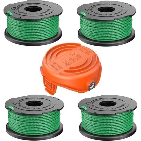 A6486 Bobines de fil de Rechange pour Black and Decker Débroussailleuse Compatible avec 90583594,4 Bobines de Rechange de Coupe fil+1 Capuchon de Coupe (1/5)