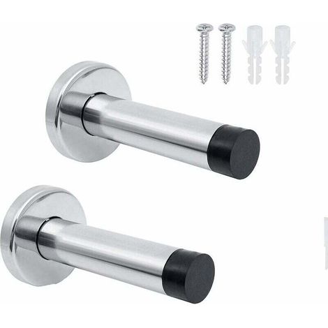 2-teiliger Türstopper aus Edelstahl für den Innenbereich, schallgedämmter, wandmontierter Türstopper, Befestigungsschrauben inklusive.