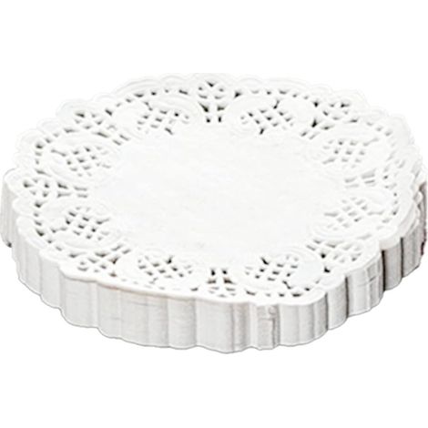 Papier sulfurisé, Papier Absorbant L'huile, 150pcs Napperons en Papier Rond en Dentelle Blanche Papier Absorbant L'huile de Fleur Creuse pour Aliments Frits Pizza Desserts Gâteau (1/5)