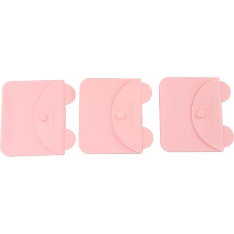 Lot de 3 boîtes de rangement en silicone rose, écologiques et portables, avec fermeture hermétique et clip de rangement temporaire anti-poussière. (1/5)