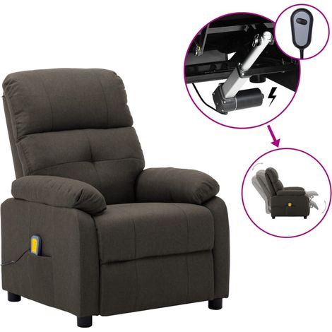 Fauteuil de Massage électrique Relaxation Fauteuil de Luxe Taupe Tissu -BV61229 (1/5)