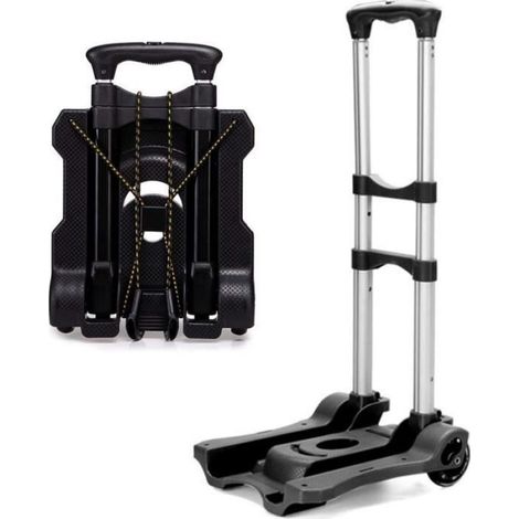 1 Diable Pliable, Aluminium, Réglable, Roues PU, Charge 50 Kg, Transport Courses Voyage (1/4)
