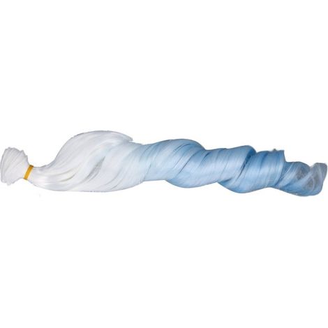 Peluca para muñeca, degradado blanco y azul, 30 cm, lavable, suave (moño romano) (1/5)