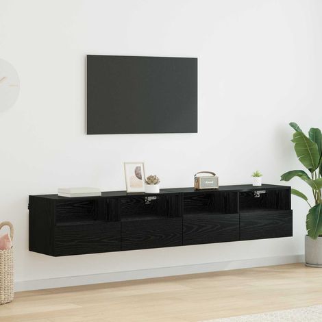 TV-Wandregale 2 pcs Schwarz Eichen-Optik 80 x 30 x 30 cm (1/5)