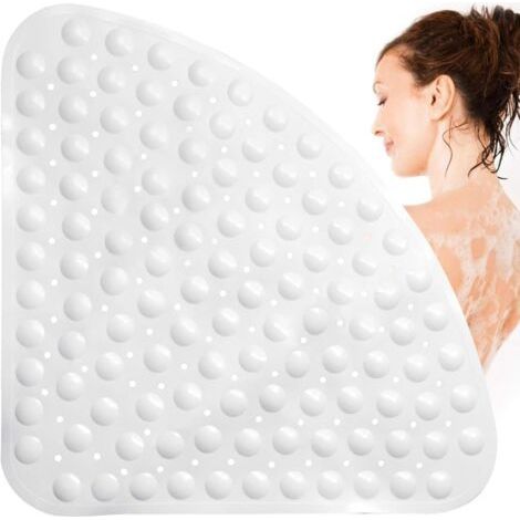 Rutschfeste, massierende, antibakterielle Duschmatte, dreieckige Form mit Abflussloch für Dusche oder Badewanne, 54 x 54 cm (1/5)