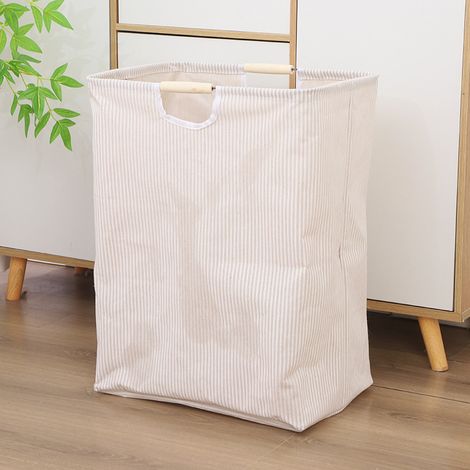 x Panier de rangement portable, pliable et résistant à l'eau en tissu, idéal pour la salle de bain (panier à linge) — Blanc (40 x 27 x 53 cm) (1/4)