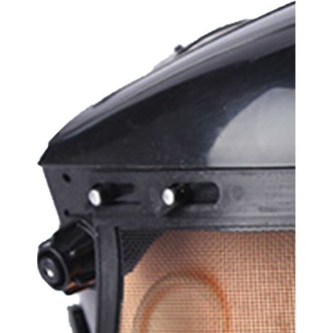 Masque de protection intégral en acier noir pour débroussaillage et tonte, fixation sur tête, visière de sécurité en maille métallique pour jardin