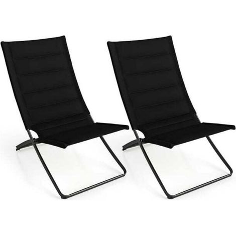 Lot de 2 chaises de plage pliantes rembourrées, sièges de camping portables pour plage, pêche et concerts (1/5)