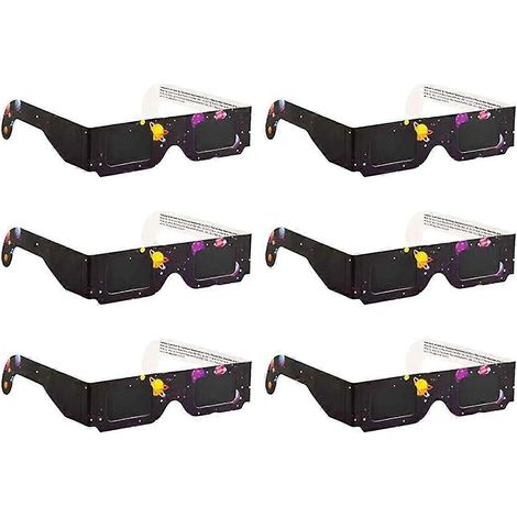 Lot de 6 lunettes d'éclipse solaire en papier, protection solaire pour une observation directe du soleil en toute sécurité (1/5)