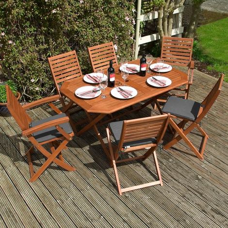 Rowlinson Plumley 6 Seat Set - Grey Cushions (1/5)