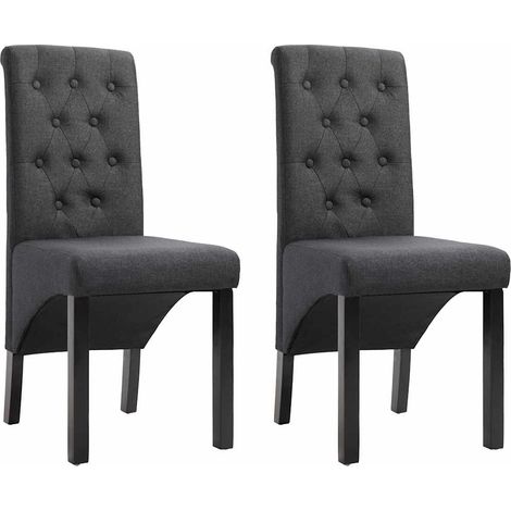 vidaXL Sillas de comedor 2 unidades tela gris oscuro (1/5)