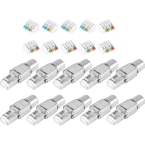Connecteurs RJ45 Cat7, fiches de terminaison Ethernet réutilisables sans outil -- (1/5)