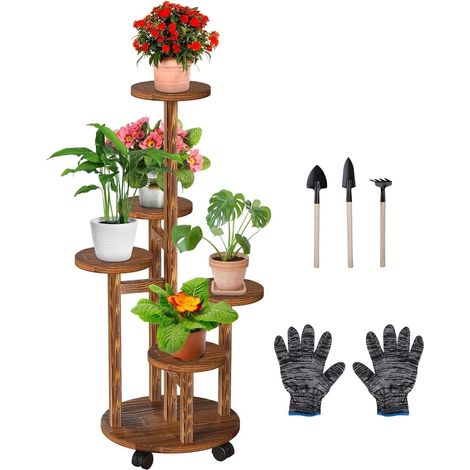 Porte Plante Interieur Bois Étagère à Plantes 6 Niveaux Support Pot De Fleurs Meuble Pour Pots De Fleurs Pupport Pour Plantes D'intérieur Support Plusieurs Plantes (1/5)