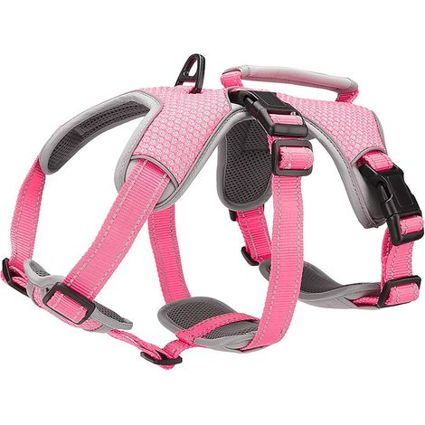Harnais de Soutien Multi-Usage pour Chien, Anti-échappement, Anti-Traction, Gilet réfléchissant réglable avec poignée Durable, Harnais de Marche pour Chiens Grands/Actifs (Small, Rose) (1/5)