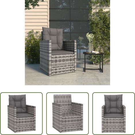 Gartensessel mit Kissen -  Gartensessel mit Kissen Grau Poly Rattan (1/5)
