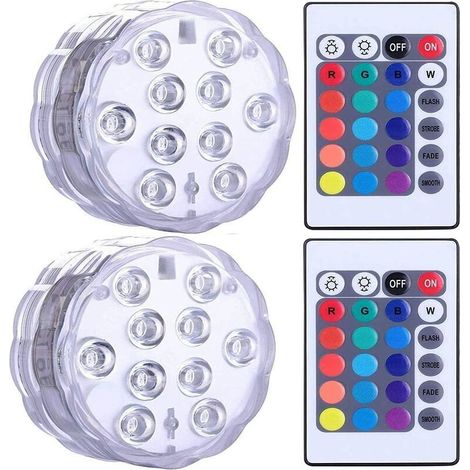 Waterproof submersible LED lights for jacuzzis, spas, ponds underwater LED lights with 2 remote controls for vase bases, aquariums, parties, Halloween, and home decorations