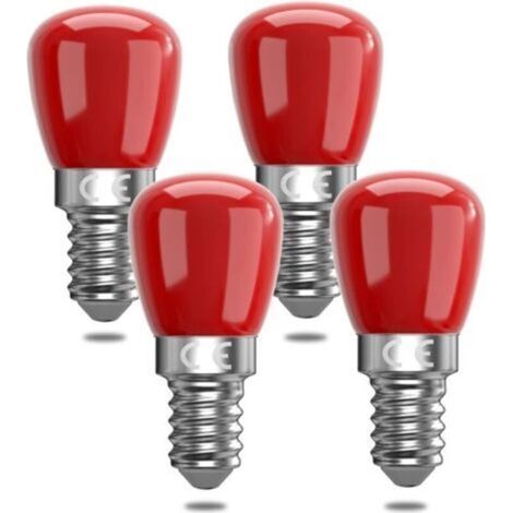 Lot de 4 ampoules LED rouges E14 3 W E14, ampoules LED décoratives rouges E14, 25 W de rechange, convient pour l'éclairage ambiant, Halloween, Noël [Classe énergétique F] (1/4)