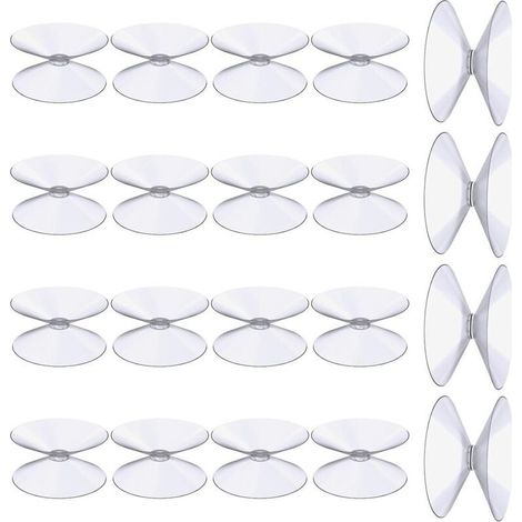 Ventouses Double Face, 20 Pièces 3 cm Ventouses Transparentes, Extra Fortes PVC Plastique Suspension Rideau Isolant Ventouse pour Miroir De Table En Verre, Miroir de fenêtre de salle (1/5)