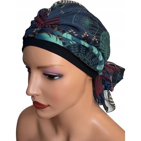 Turbante Wera bm nero 333, sciarpa dopo la chemioterapia (1/4)