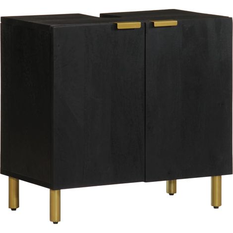 Mobile lavabo moderno con contenitore 62 x 33 x 58 cm stile industriale legno ingegnerizzato nero 020057722