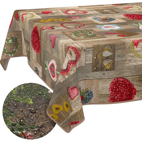 Nappe enduite Cœurs avec Ourlet 140x120 cm Anti-Taches (1/5)
