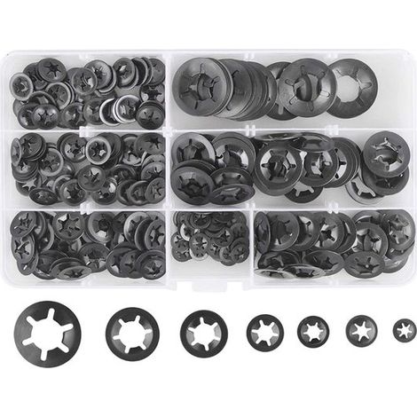 Circlips - 280 pièces - circlips en acier - circlips rapides M3 M4 M5 M6 M8 M10 M12 - 7 tailles - noir (1/5)