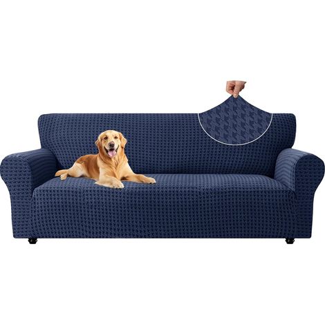 2-Seater Stretch Sofa Cover, Super Elastic Sofa Cover with Armrests, Modern, Non-Slip, Anti-fouling, Washable, 145CM-175CM Dark Blue (1/5)