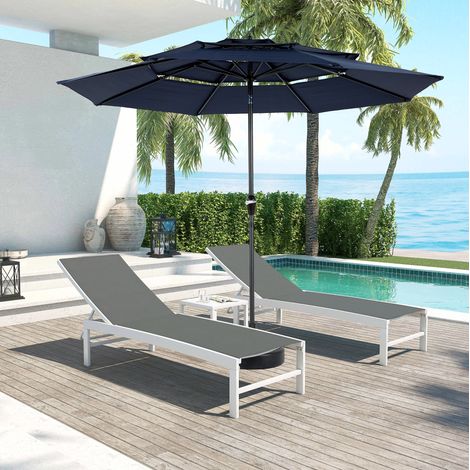 Sombrilla patio inclinable 3 niveles acero azul marino HAVRYA (1/4)