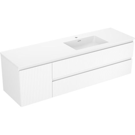 Mexen Rivel armario de baño de 160 cm con lavabo Otis derecho, 2S, 1D, ranurado, blanco mate - 91A23-16047-3-BBFFF01-W18P01 (1/5)