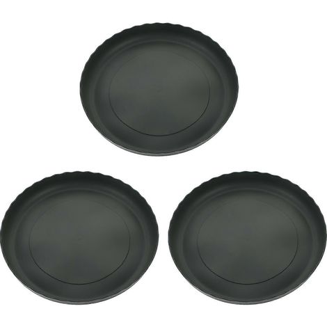 Plateau de rangement pour pots de fleurs en plastique, lot de 3, avec fond en liège amovible. (1/5)