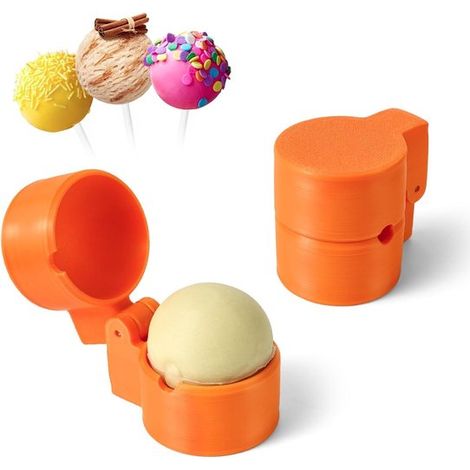 Set per Cake Pop, stampo rotondo in 2 pezzi, taglia cake pop arancione e pestello. Utensili da forno per la casa, feste di compleanno e (1/4)