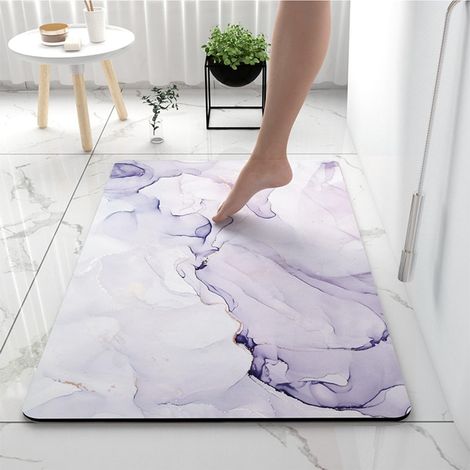 Tapis de Bain Absorbant, Tapis de Salle de Bain à Séchage Rapide Antidérapant, Résistant à l'usure Tapis de Salle, Tapis d'Entrée pour Salle De Bain, Cuisine, Chambre(Motif en Marbre) (1/5)