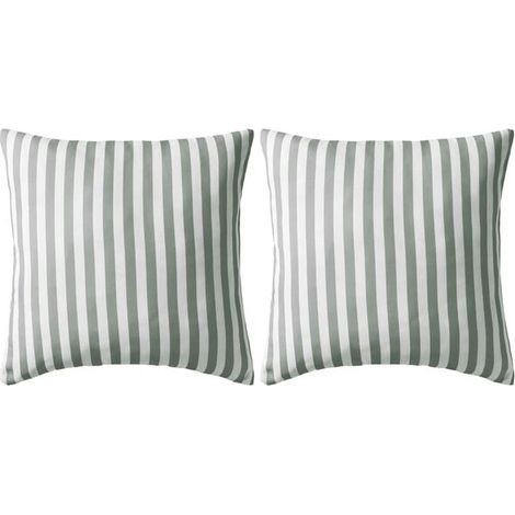 Coussins d'extérieur, lot de 2, à rayures, 45 x 45 cm, gris (1/5)