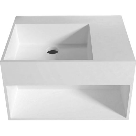 BERNSTEIN - Lavabo à suspendre 60x46x35cm en fonte minérale avec espace de rangement - blanc mat - PB2158 (1/5)