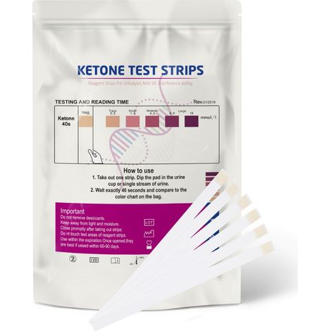 Keton-Teststreifen, Teststreifen zur Fett- und Ketonanalyse, weiße Keton-Teststreifen, Lösung, Säure-/Basen-Teststreifen. (1/4)