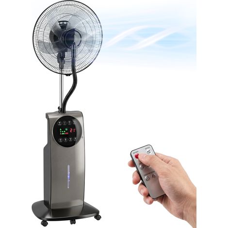 Ventilatore Nebulizzatore con Serbatoio 3.1L, 3 Modalità e 3 Velocità, Ruote, Oscillazione 70°, Inclinazione 10°, Timer 12h, 90W