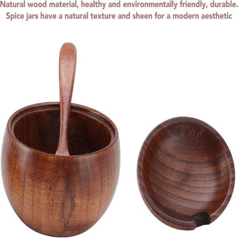 Pot à sucre et à épices EcoWood, résistant et de qualité alimentaire, idéal pour la maison, les hôtels, les buffets et les fêtes. (1/3)