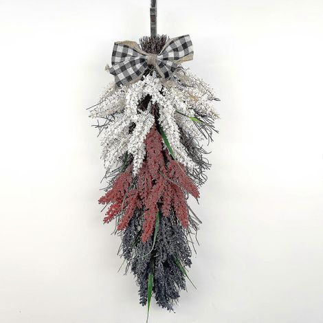 Couronne de branches florales américaines pour jardin, maison et cour - grande couronne patriotique pour la Journée des anciens combattants - nœuds (1/4)