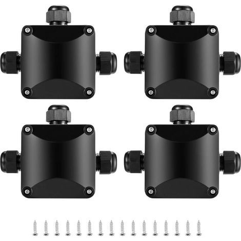 4 Pièces Boîte de Jonction IP68, Connecteur Étanche 3 Voies Connecteurs Boîtier Électrique Extérieur, Boite Raccord Electrique Etanche - Ø 5.5mm-10 mm/Noir (1/5)