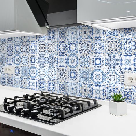 Sticker Mural Carrelage adhésif Cuisine Salle de Bain - 24 STICKERS CARREAUX DE CIMENT AZULEJOS TRIANO - 24stickers15x15cm (1/5)