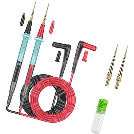 Sondes de test électriques à haut potentiel 151 fils conducteurs dorés multimètre en silicone immunitaire avec pointes fines détachables Clients en silicone haute conductivité pour multimètres (1/5)