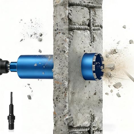 Pour le Béton Lourd  L460mm Ø112mm 1¼" UNC  avec Adaptateur SDS PLUS  Trépan Couronne de Forage à sec et Humide  Scie Cloche Diamètre Chantier Carrelage pour Maçonnerie Pierre Granit Brique (1/5)