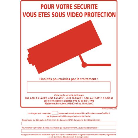 Panneau POUR VOTRE SECURITE VOUS ETES SOUS VIDEO PROTECTION (G1233) - Adhésif - 75 x 105 mm