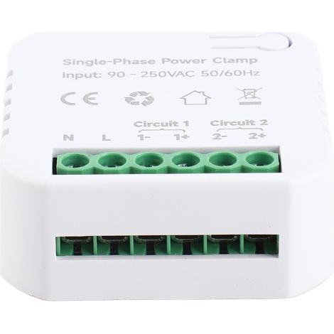 Compteur d'énergie monophasé Tuya Wifi 80 A avec pince ampèremétrique 2CT, application mobile, suivi de la consommation électrique (kWh), statistiques de consommation, 90-250 V CA, 50/60 Hz (1/5)