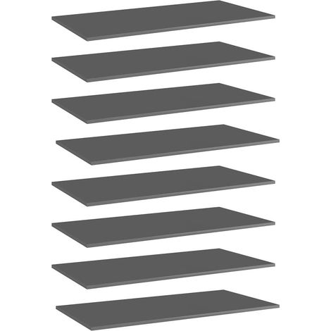 vidaXL Panneaux bibliothèque 8 pcs Gris brillant 80x30x1,5cm Aggloméré (1/5)
