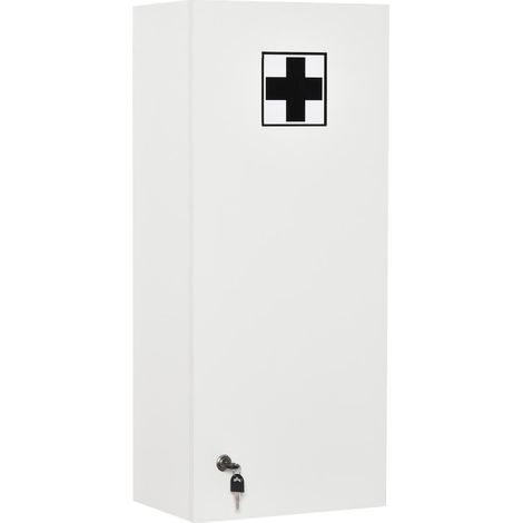 Pour les familles, accès sécurisé et rangement modulable, armoire à pharmacie murale blanche avec serrure (1/5)